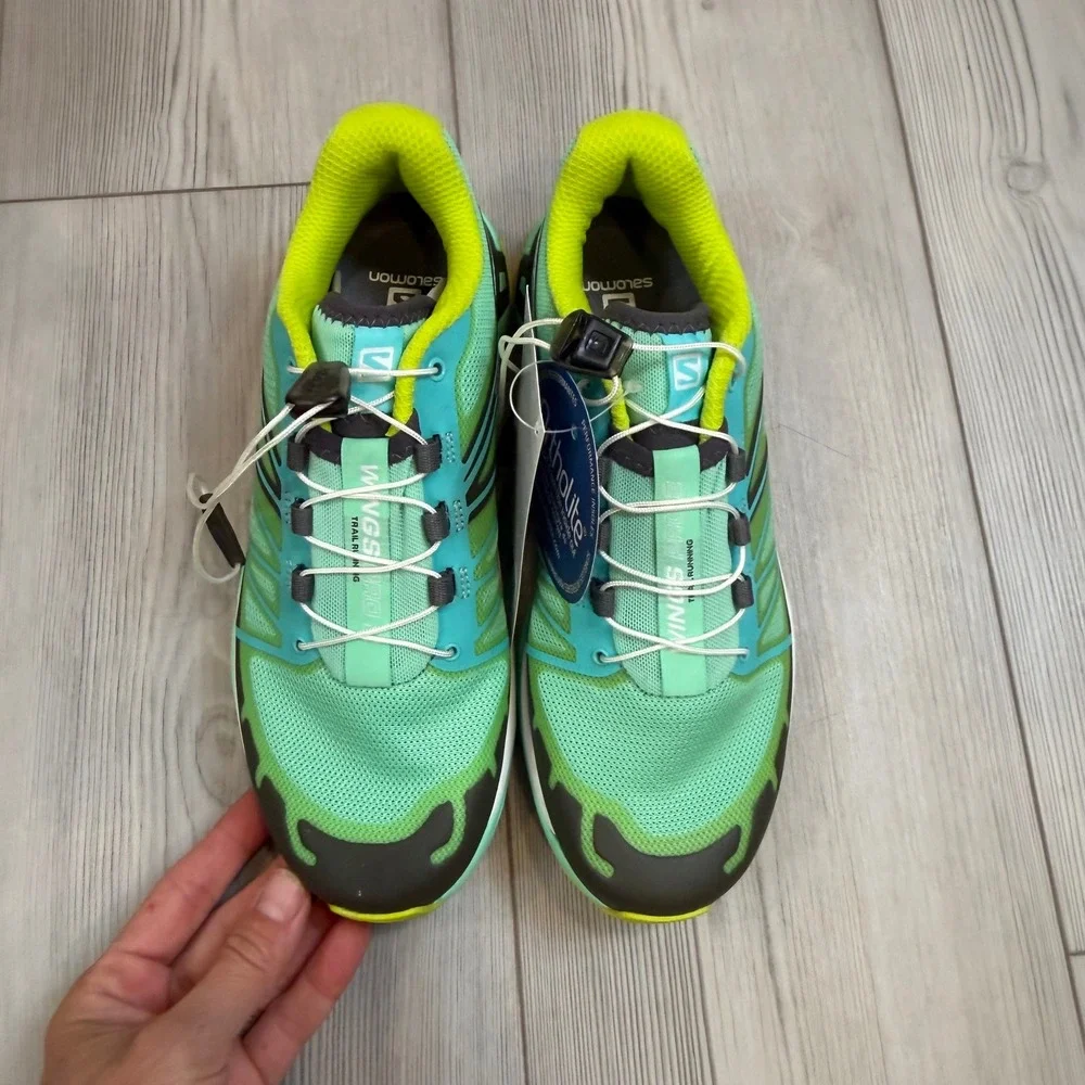 Salomon Wings Pro 2 W Trail Running Shoes Lucite Green Gecko Green 379088 6 NEW